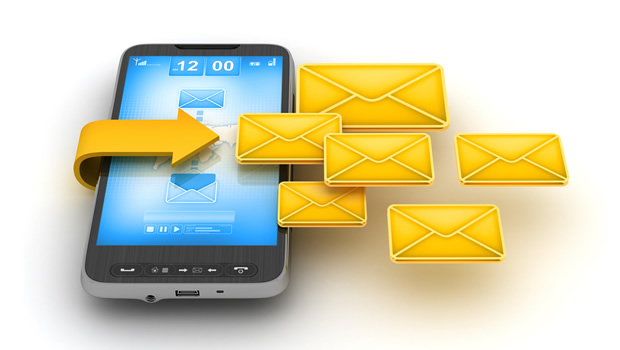 Illustration of mobile learning SMS messages reaching learners on phones to support training and learning engagement.