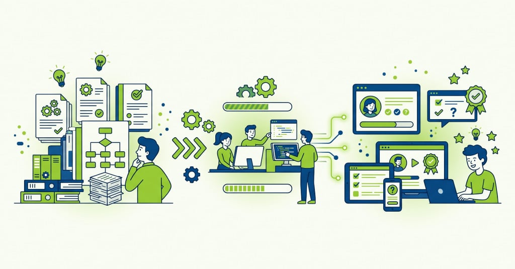 Gap between document-based SOP training and interactive eLearning that builds real job performance and procedure adherence