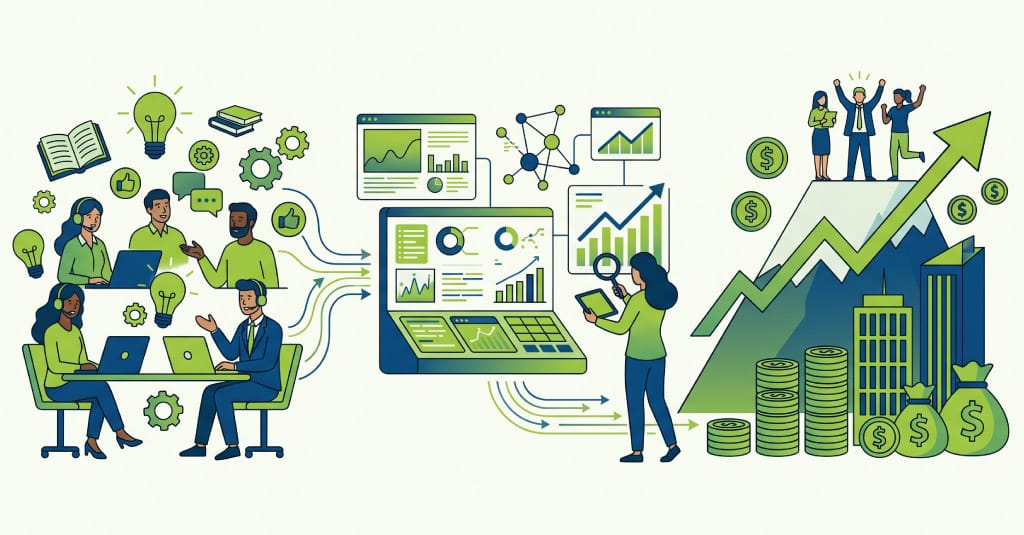 Learning analytics dashboard measuring employee training performance and corporate learning ROI